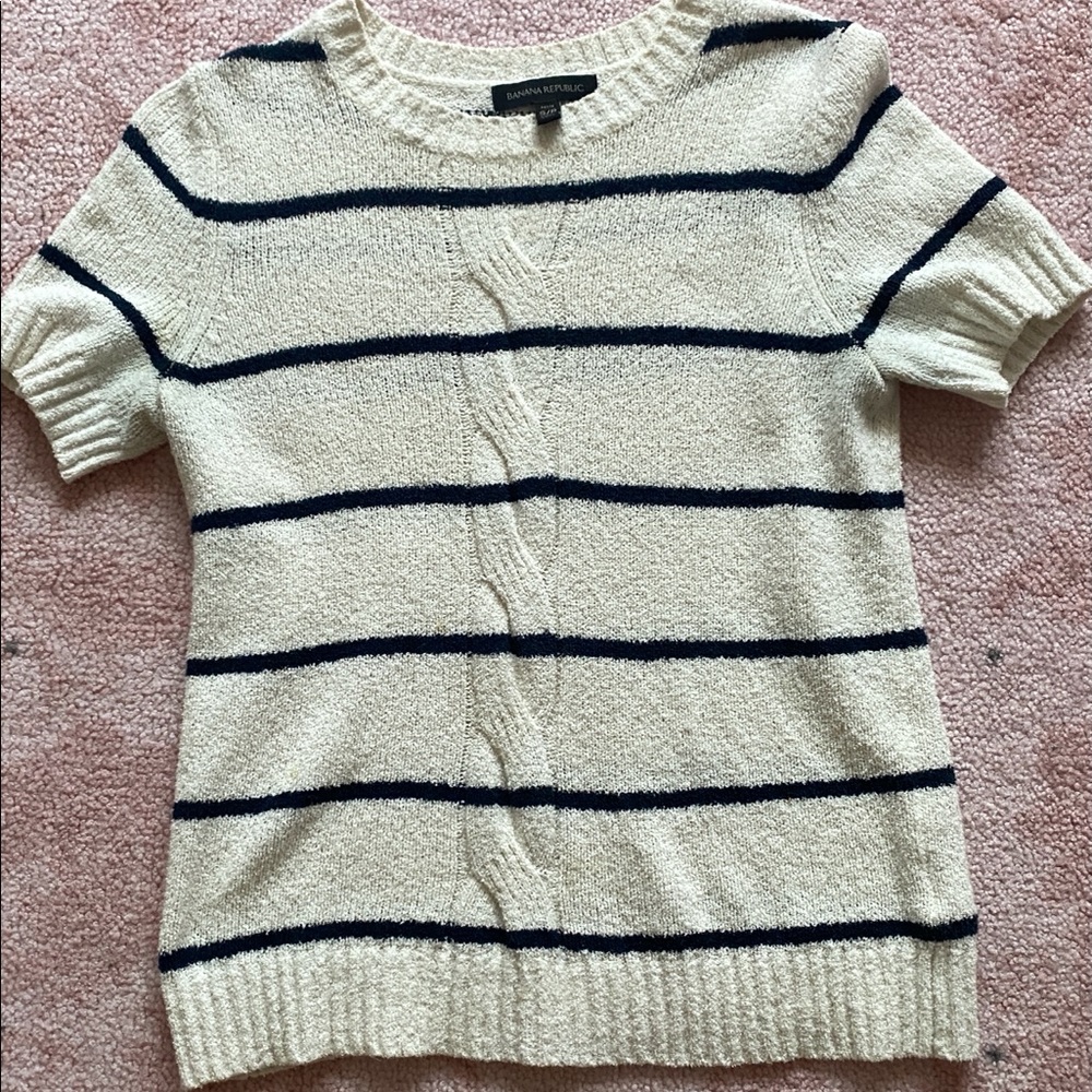 Short sleeve striped Spring sweater